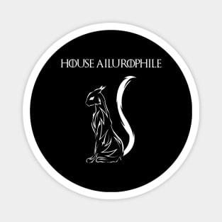 House Ailurophile, White tribal cat tatto Magnet